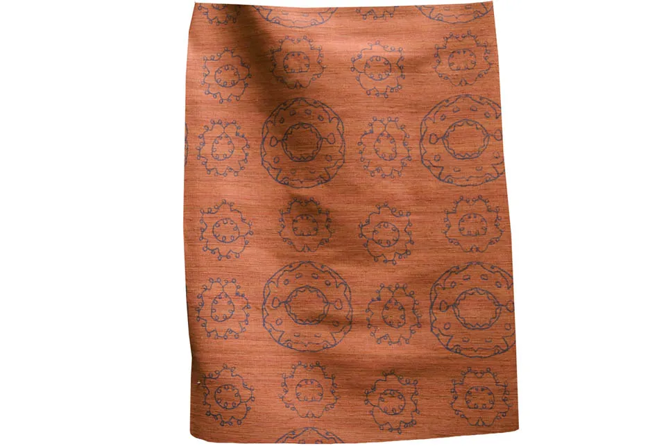 Ткань Arjumand The Russia EMBROIDERED SUZANI RED TUSSAH SILK