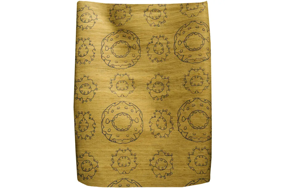 Ткань Arjumand The Russia EMBROIDERED SUZANI YELLOW TUSSAH SILK