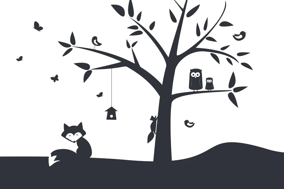 Обои для стен Photowall Детские обои animal-tree--black