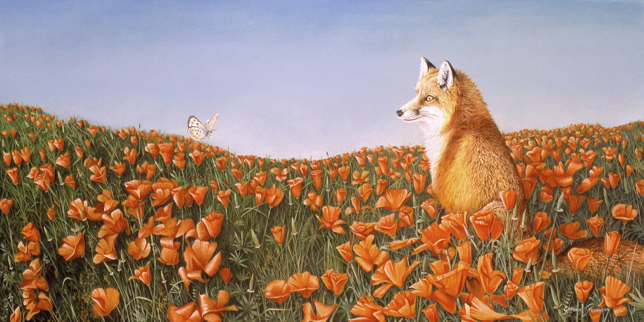 Обои для стен Photowall Детские обои fox-and-butterfly-on-curious-petals