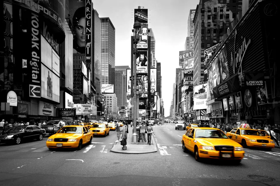 Обои для стен Photowall Транспорт times-square-cabs-colorsplash