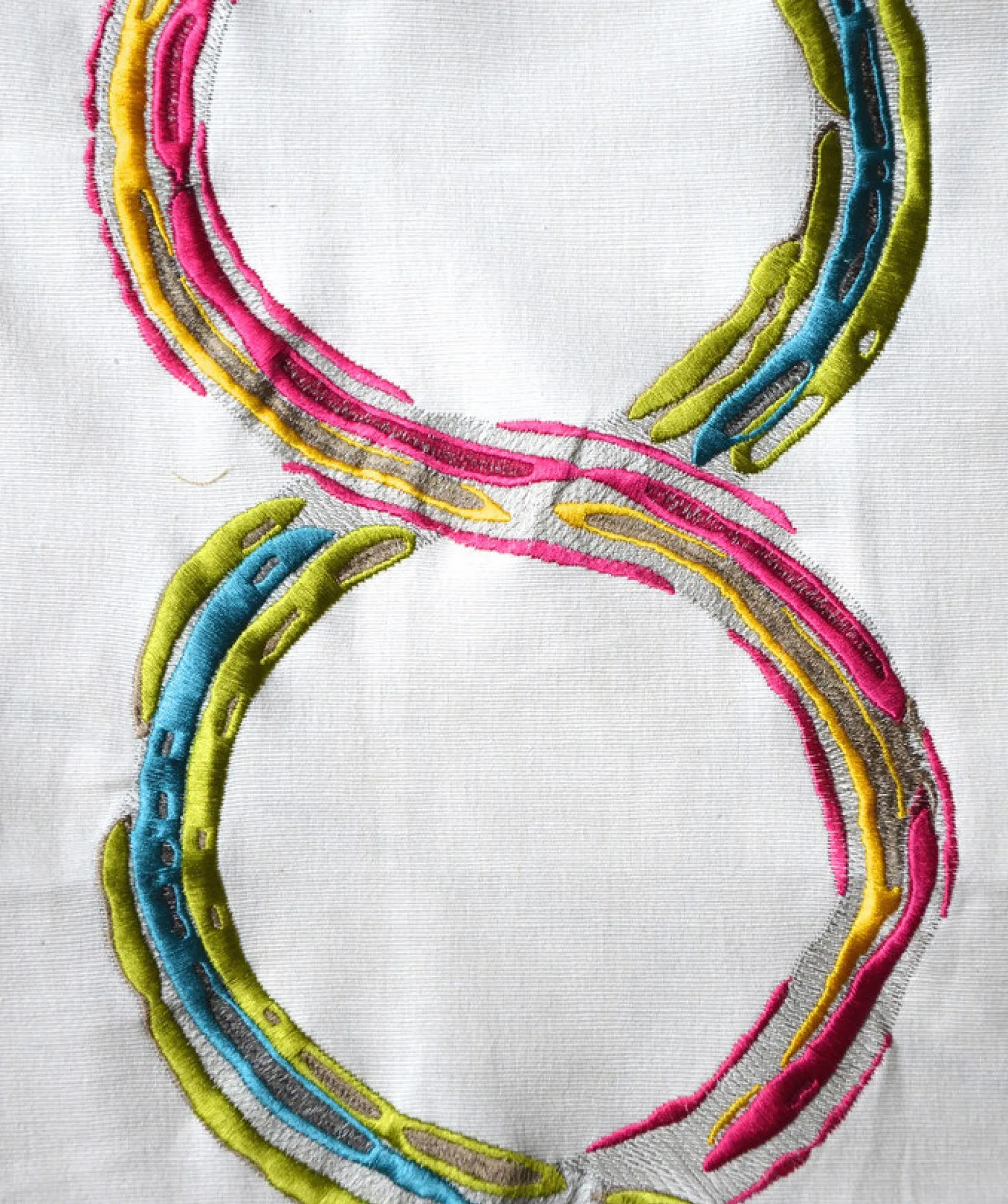 Ткань Thevenon Embroidered 1667653_arty_brode_multicolore_fond_ecru