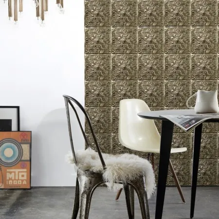 Обои для стен Koziel Tin tiles wallpapers antique-bronze-tin-tiles-wallpaper-001d35x24