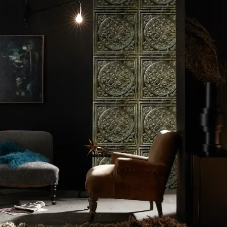 Обои для стен Koziel Tin tiles wallpapers antique-bronze-tin-tiles-wallpaper-003d35