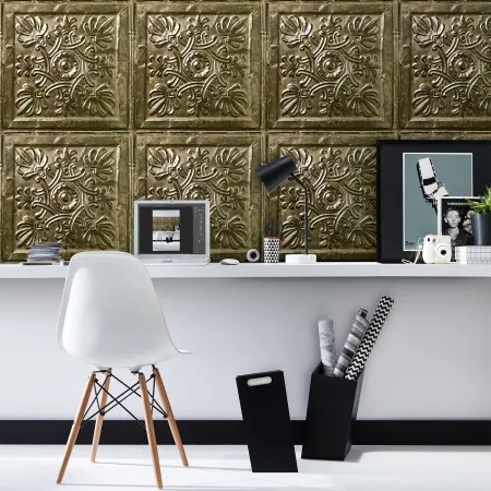 Обои для стен Koziel Tin tiles wallpapers antique-bronze-tin-tiles-wallpaper-004d35