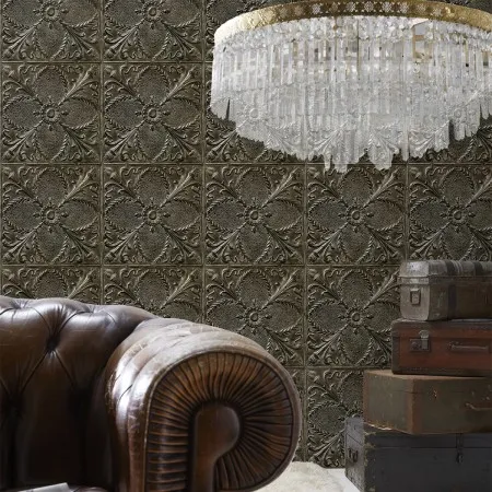 Обои для стен Koziel Tin tiles wallpapers antique-bronze-tin-tiles-wallpaper-005d35