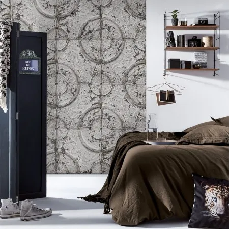 Обои для стен Koziel Tin tiles wallpapers antique-light-grey-tin-tiles-wallpaper-011p05