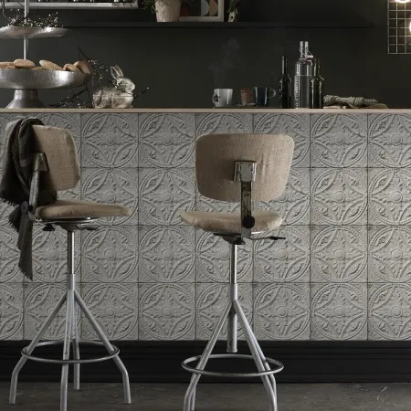 Обои для стен Koziel Tin tiles wallpapers antique-light-grey-tin-tiles-wallpaper-012p05x24