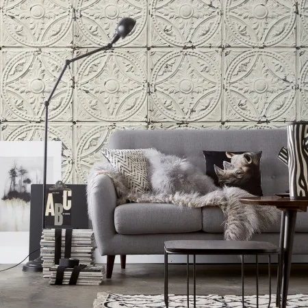 Обои для стен Koziel Tin tiles wallpapers antique-off-white-tin-tiles-wallpaper-012p02