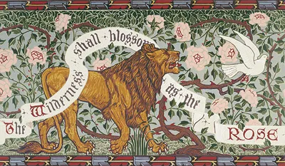 Обои для стен Bradbury & Bradbury Arts & Crafts lion_dove_blue_400