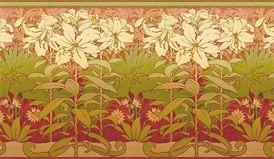 Обои для стен Bradbury & Bradbury Arts & Crafts II lilies_frieze_400