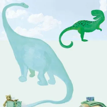 Обои для стен Studio OnsZelf Little Wallpaper dino-met-blauwe-lucht-foto