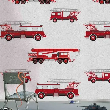 Обои для стен Studio OnsZelf Stoer For Boys Wallpaper brandweerauto