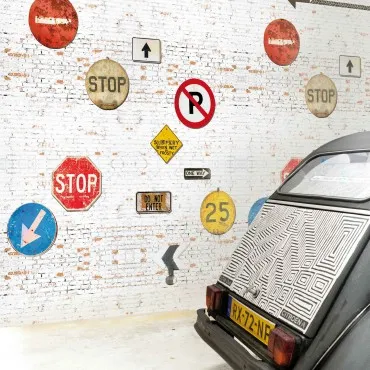 Обои для стен Studio OnsZelf Stoer For Boys Wallpaper verkeersborden