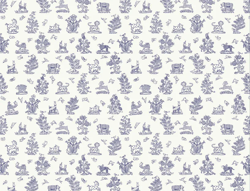 Ткань Blendworth Celia Birtwell’s Classic Fabrics Beasties-Forget-Me-Not