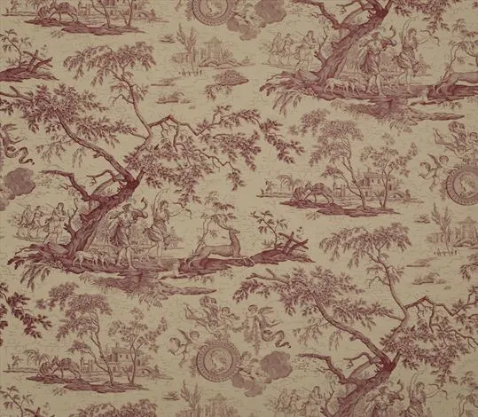Ткань Marvic Textiles Toile Proposals III 5550-112 Burgundy on Ecru