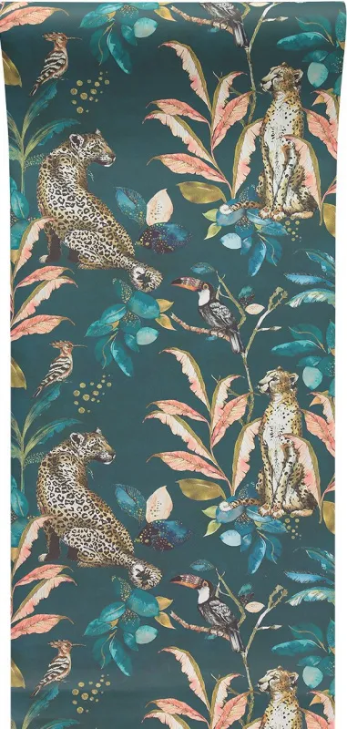 Обои для стен Graduate Collection Graduate Wallpapers laura_hyden_cheetah_wallpaper_teal