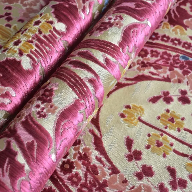 Ткань Luigi Bevilacqua Многоцветный бархат Fresie-Multicolore-Rosso