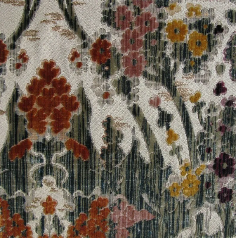 Ткань Luigi Bevilacqua Многоцветный бархат multi-verde-avorio-e