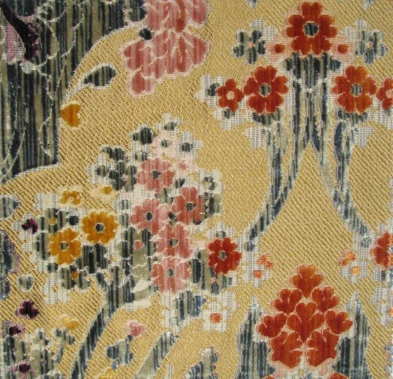 Ткань Luigi Bevilacqua Многоцветный бархат multi-verde-champagne