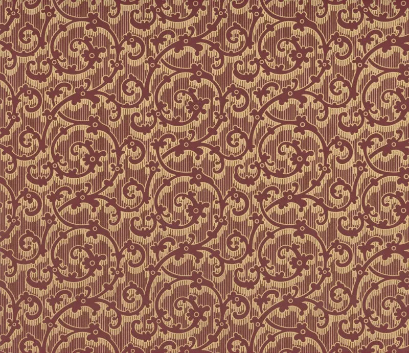 Обои для стен Hamilton Weston Old Paradise Cyfartha-Damask-Gold-on-Burgundy