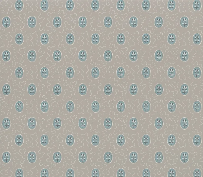 Обои для стен Hamilton Weston Paradise Archive Archway-House-Blue-Medallion-on-Grey