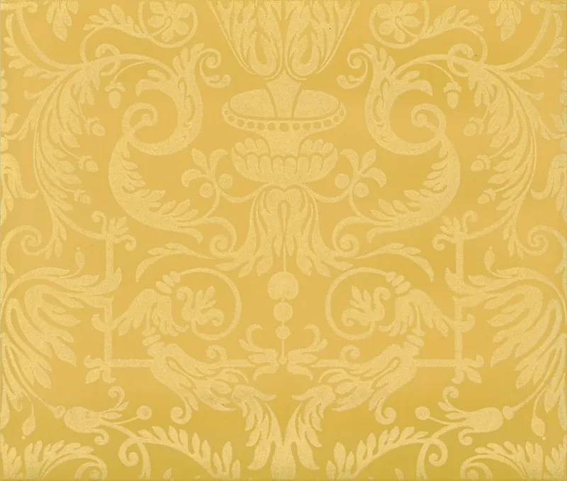 Обои для стен Hamilton Weston Paradise Archive Carlyle-Damask-Gold-on-Print-Room-Yellow