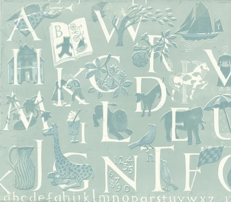 Обои для стен Hamilton Weston The Marthe Armitage wallpapers Alphabet-Aqua-Turquoise-1-1