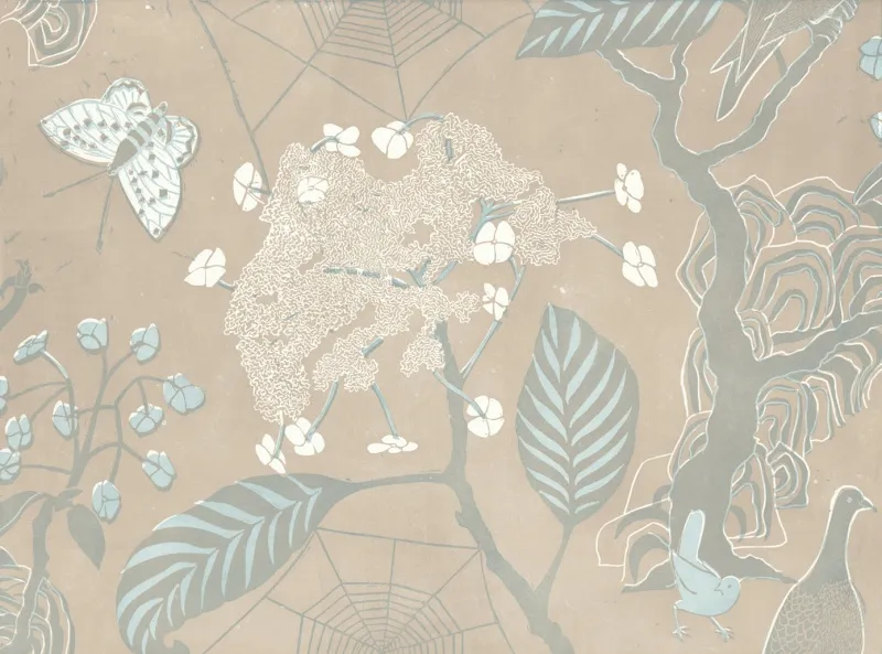 Обои для стен Hamilton Weston The Marthe Armitage wallpapers Cobweb-Turquoise-Taupe-20581