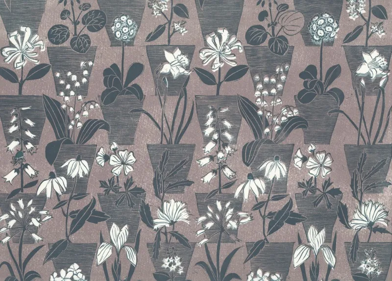 Обои для стен Hamilton Weston The Marthe Armitage wallpapers Flower-Pots-Forest-Stone