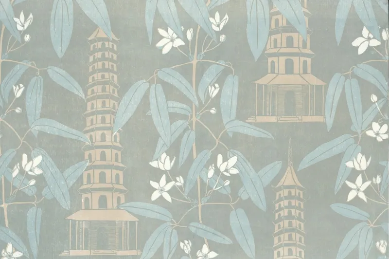 Обои для стен Hamilton Weston The Marthe Armitage wallpapers Pagoda-Taupe-Blue-Grey