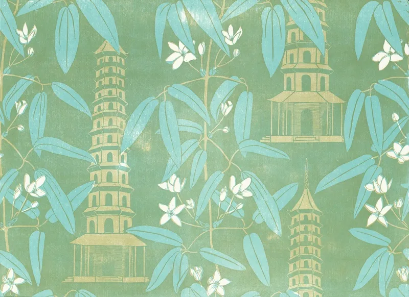 Обои для стен Hamilton Weston The Marthe Armitage wallpapers Pagoda-Turquoise-web-ready