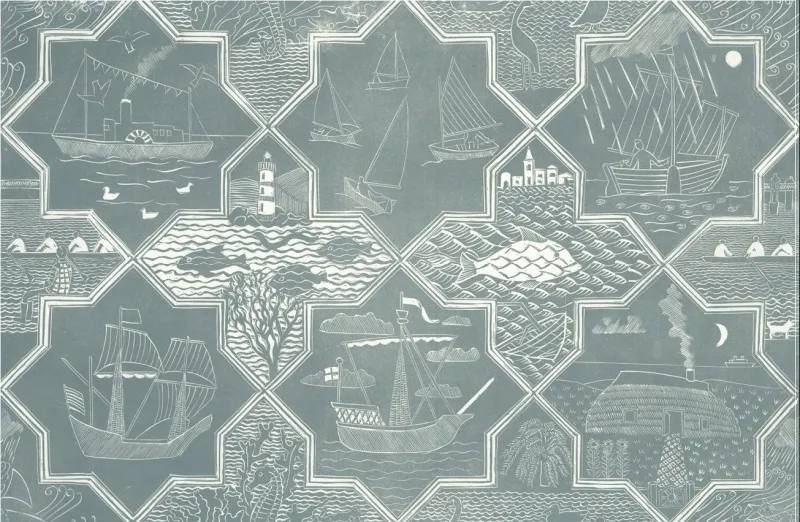 Обои для стен Hamilton Weston The Marthe Armitage wallpapers Ship-Ahoy-Oval-Room-Blue-e14999