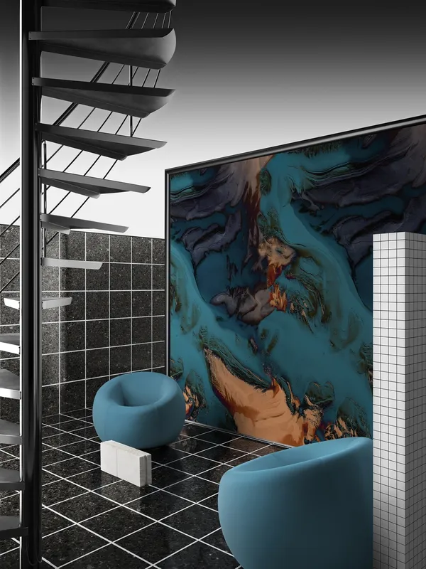 Обои для стен Wall&Deco 2021 Contemporary Wallpaper LAYERED-WAVES