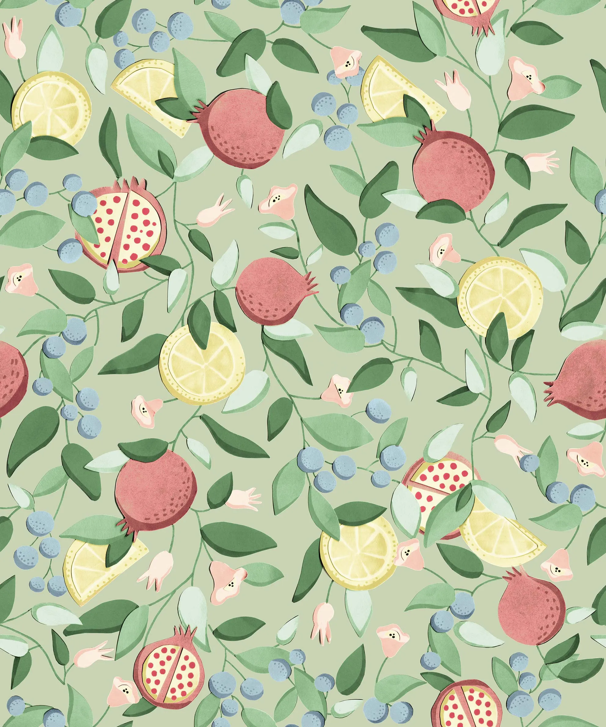 Обои для стен CoDe Flora 00072_FLORA_ReadyRoll_MALAGRANATUM_LAUREL-GREEN_LW