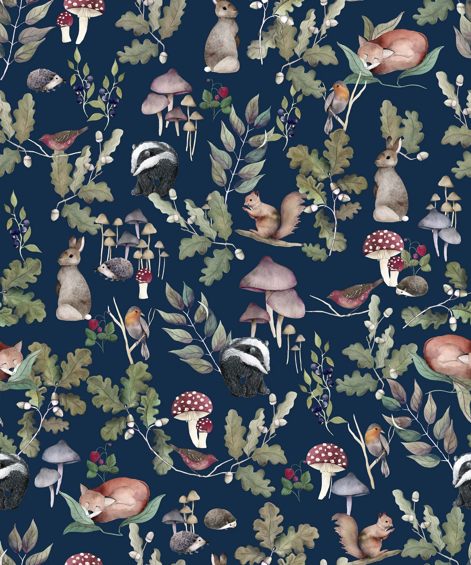 Обои для стен CoDe Flora 00124_FLORA_ReadyRoll_SOTTOBOSCO_MIDNIGHT-BLUE_LW