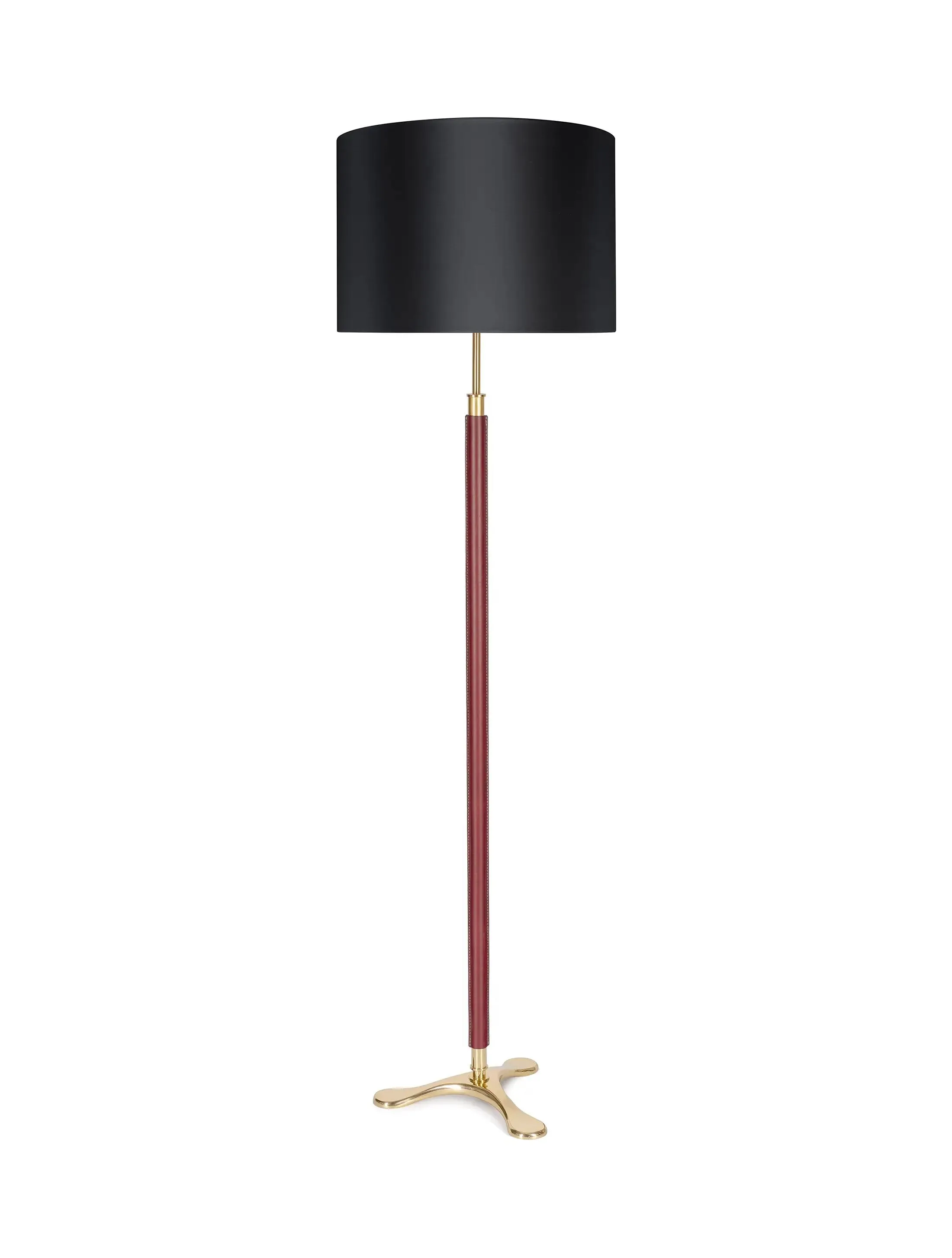 Торшер Floor-Tripod-PolishedBrass-Burgundy