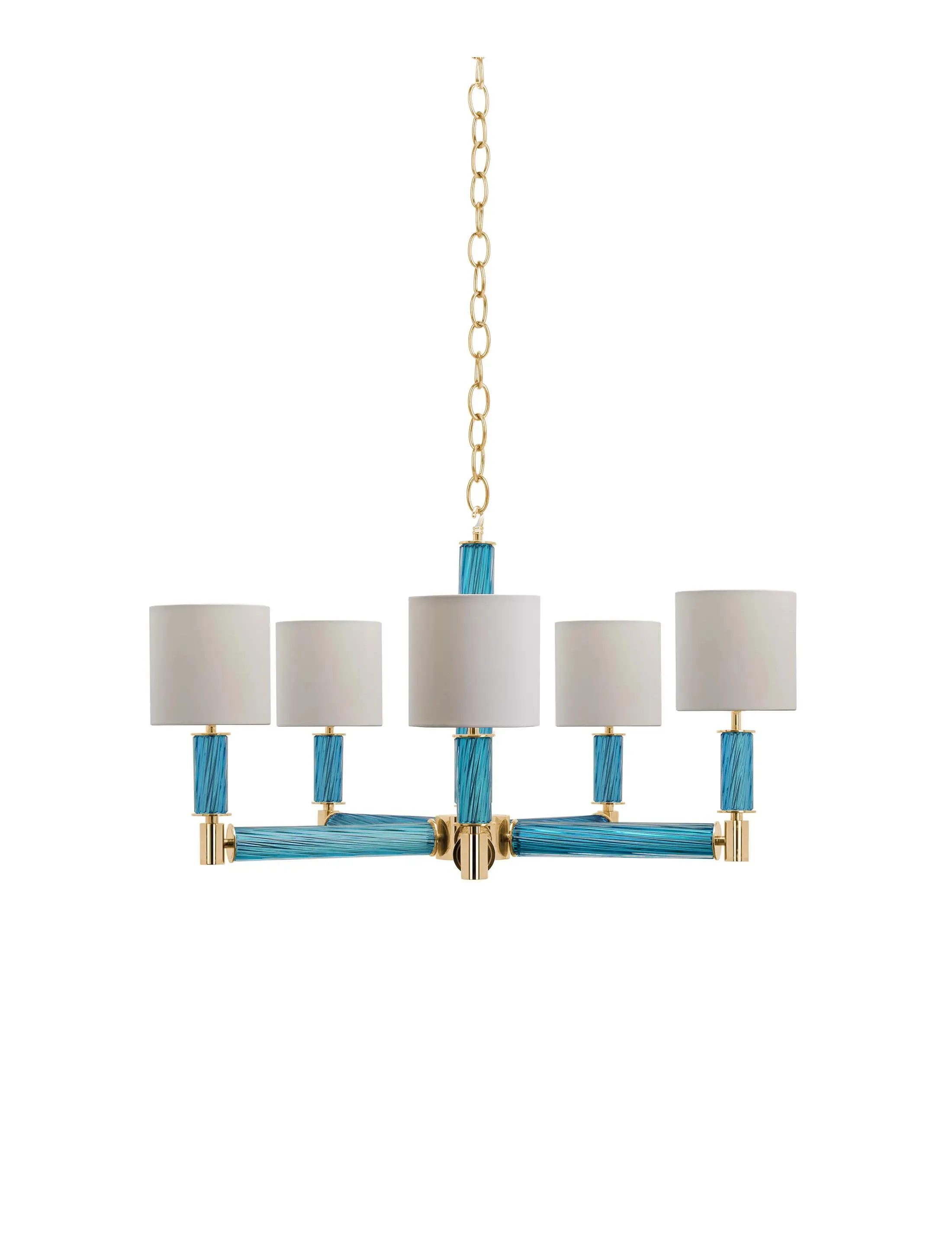 Люстра Pendant-Chelsea-Twist-PolishedBrass-Turquoise