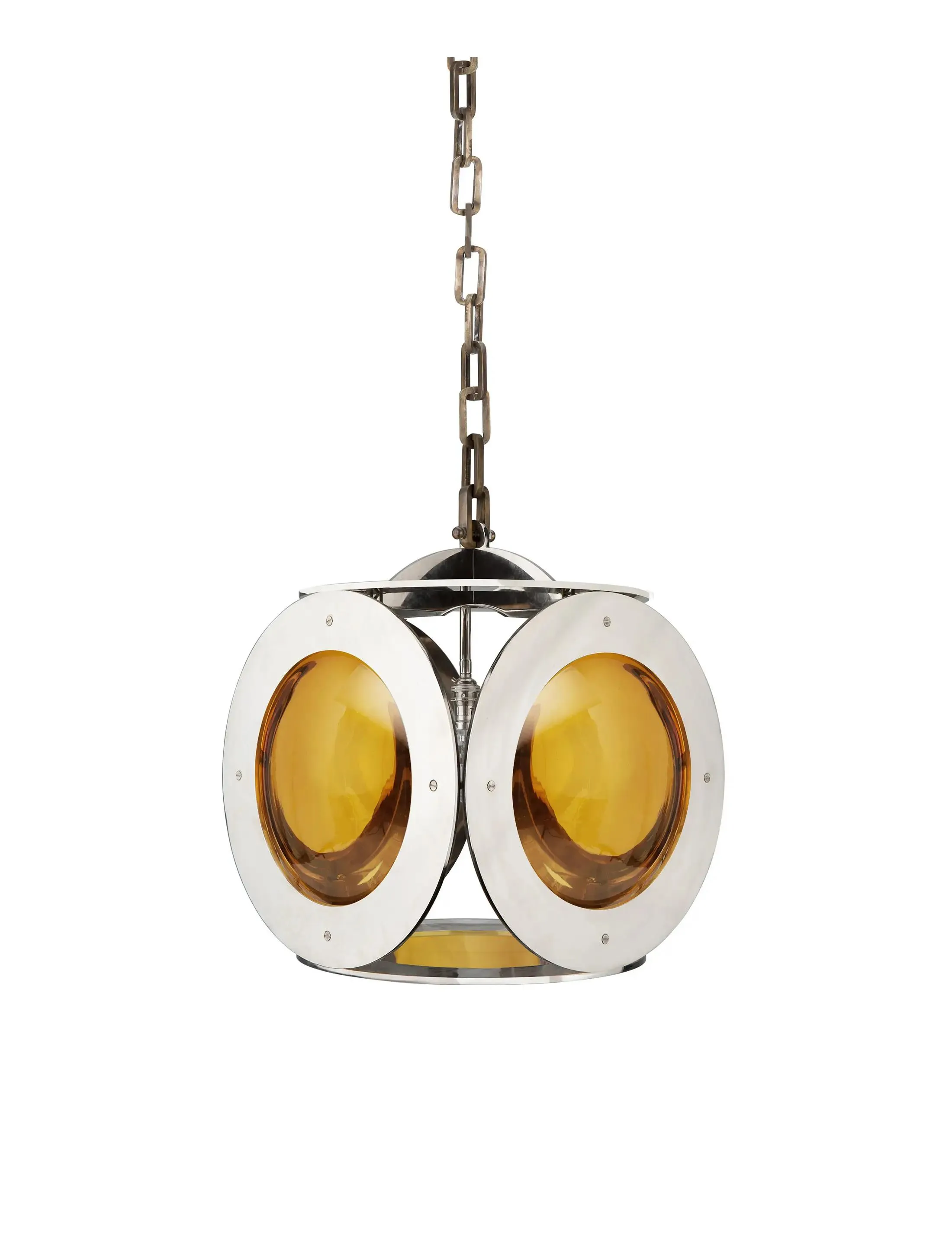 Люстра Pendant-Portland-Square-PolishedNickel-Amber