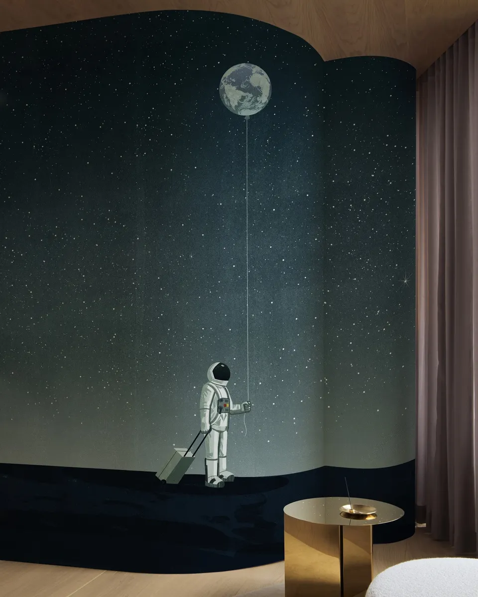 Обои для стен Wall&Deco 2024 Contemporary Wallpaper WALKING-WITH-THE-MOON