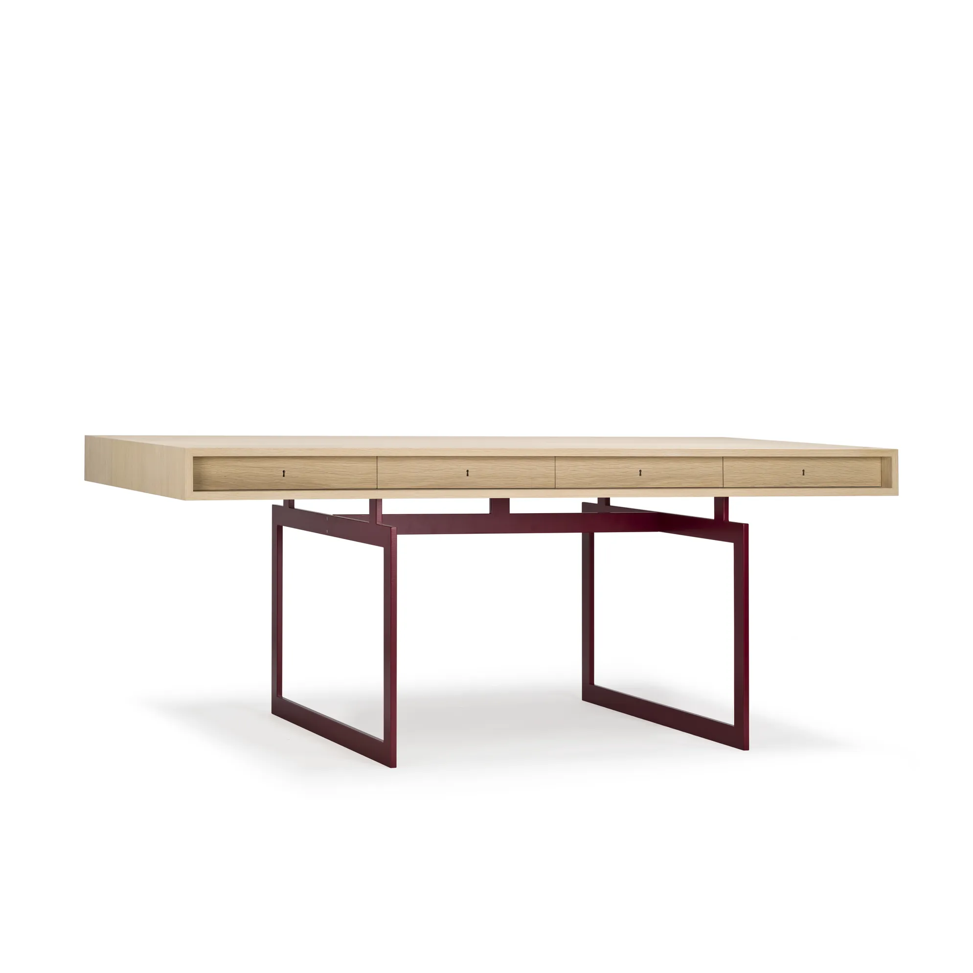 Стол Office_Desk_Red_frame_White_Stained_Oak_Packshot_Angle2